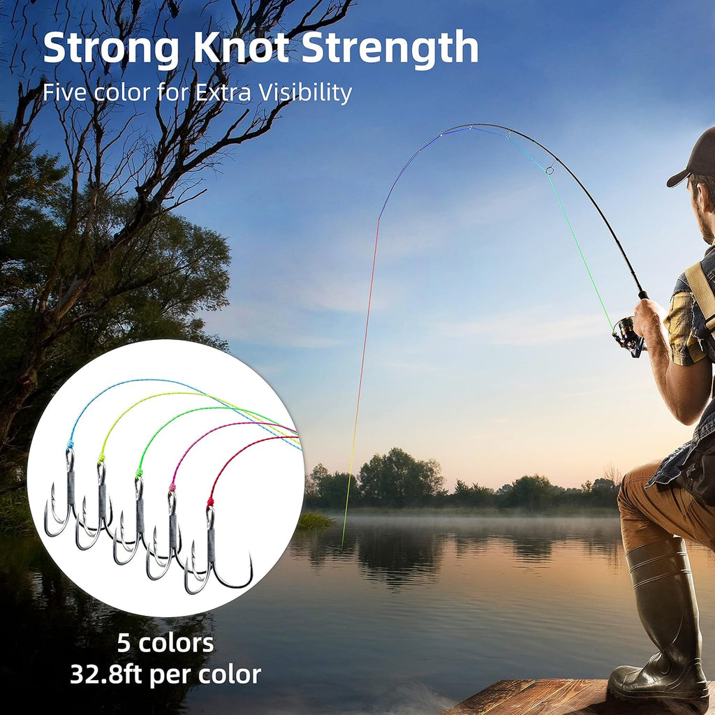 Braided Fishing Line X8, Pro Grade Tournament PE Line for Fresh/Saltwater, Abrasion Resistant, No Stretch, Hi Vis Multi-Color Measure Line, 328/546/1093 Yards, 8-200 Lb, Christmas Fishing Gifts