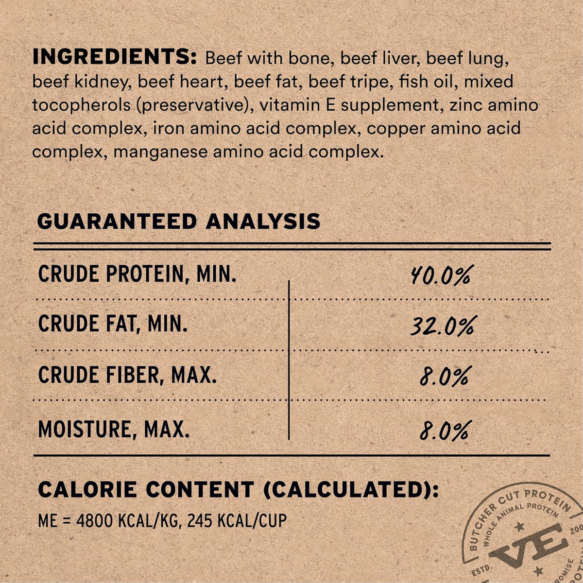 Freeze Dried Dog Food, Beef Crunchy Nibs, 14 Oz Bag