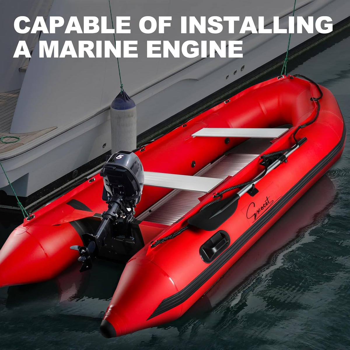 Inflatable Dinghy Boat 2-8P USCG Alum Transom V-Hull 4Cham