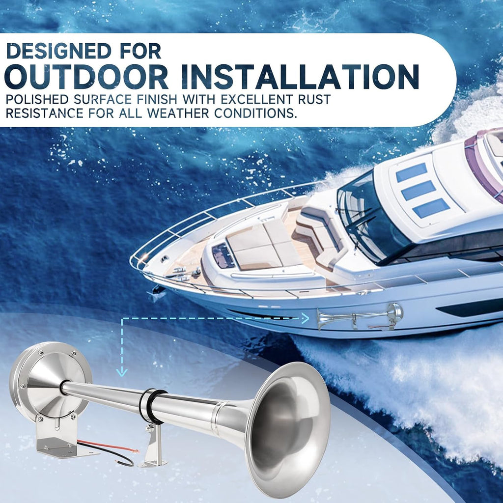Boat Horn 12V Marine Horn for Boats Waterproof Electric Trumpet