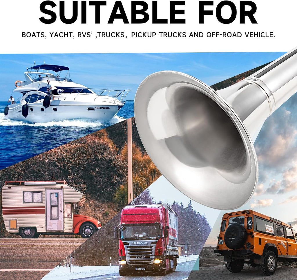Boat Horn 12V Marine Horn for Boats Waterproof Electric Trumpet
