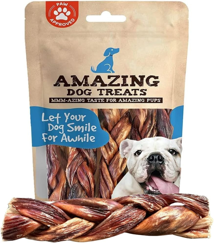 - 6 Inch Braided Gullet Stick (8 Pc/Pack) - Dog Jerky Treats - Beef Esophagus -Gullet for Dogs - Beef Esophagus Dog Treats