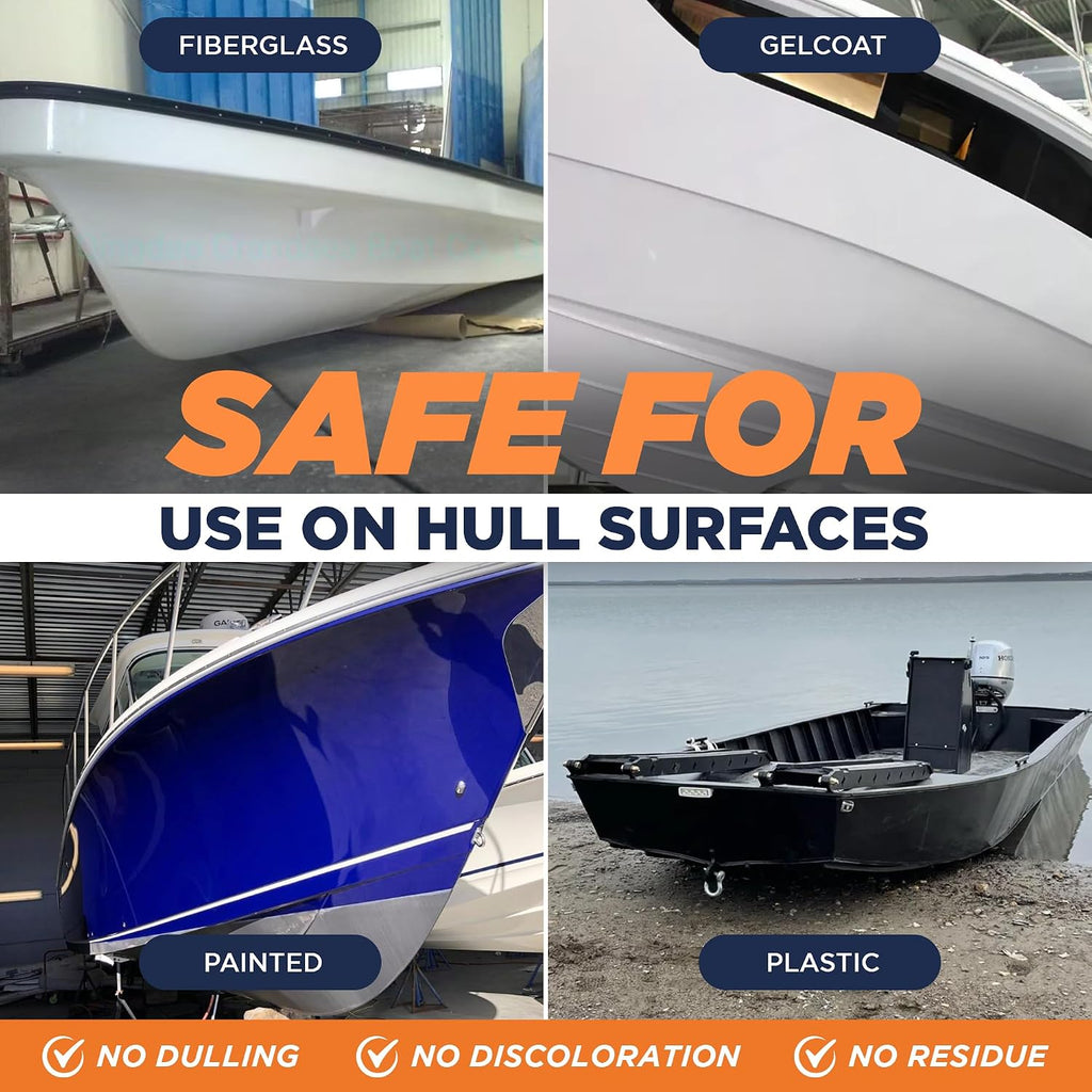 Instant Boat Hull Cleaner - Marine Grade, Easy to Use Boat Cleaner, Removes Stains, Water Lines, Yellowing & Rust, Safe for Use on Fiberglass, Plastic, Painted Hull Surfaces - Made in USA, 1 Gallon
