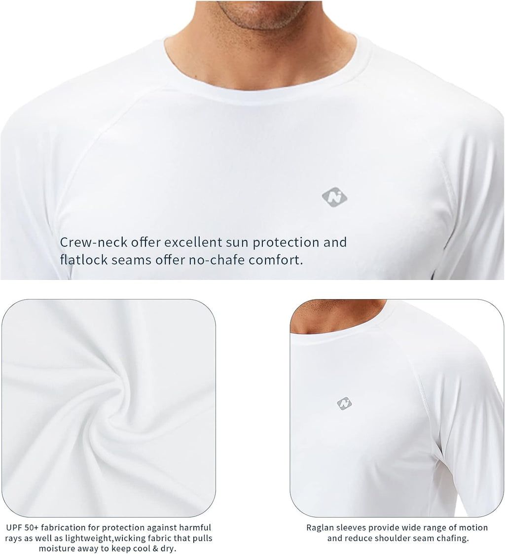 Men'S UPF 50+ Sun Protection Shirts Long Sleeve Swim Rash Guard
