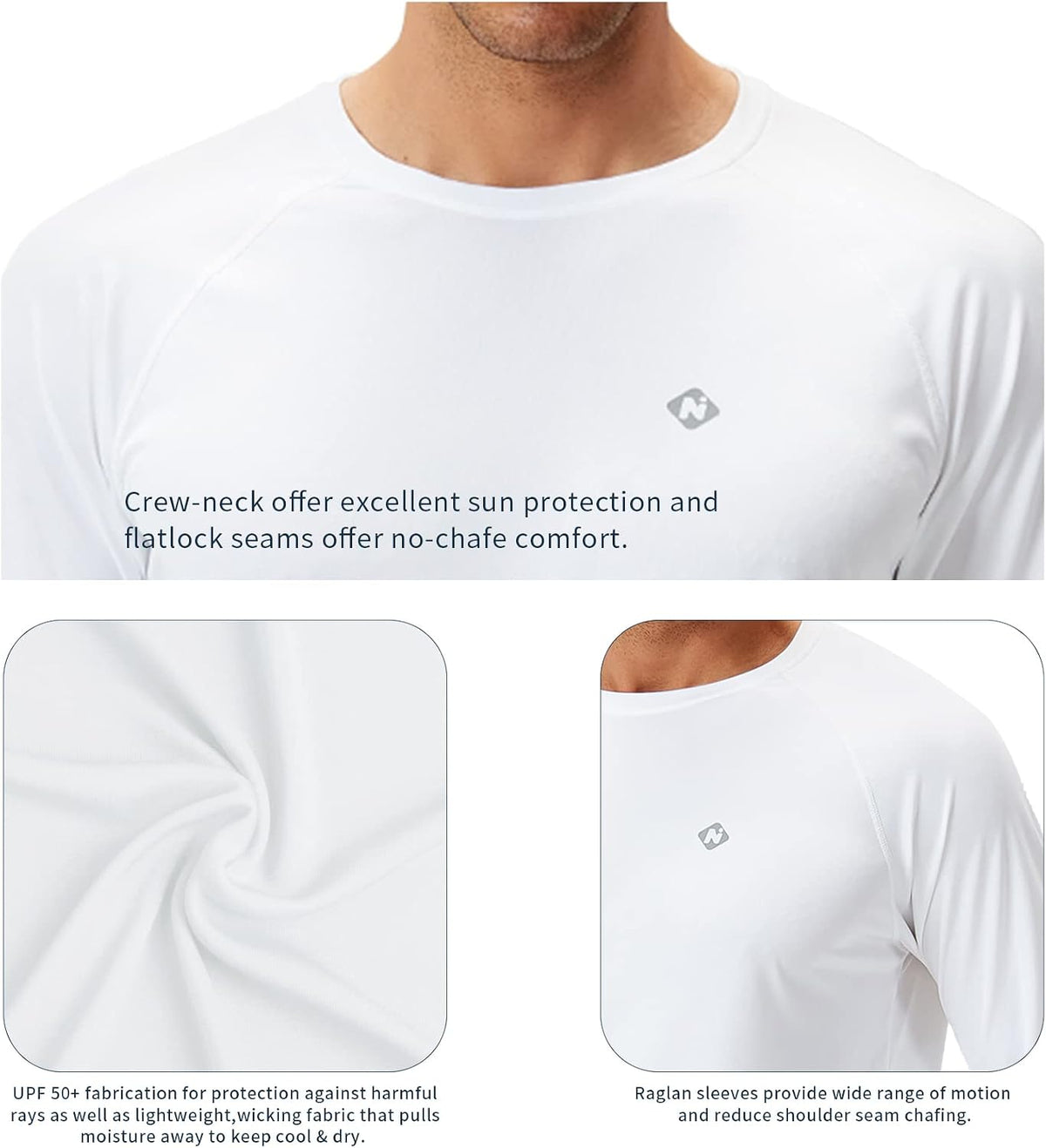 Men'S UPF 50+ Sun Protection Shirts Long Sleeve Swim Rash Guard