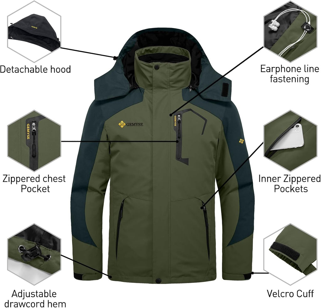 Men'S Winter Coat 3-In-1 Ski Snow Jacket with Puffer Liner