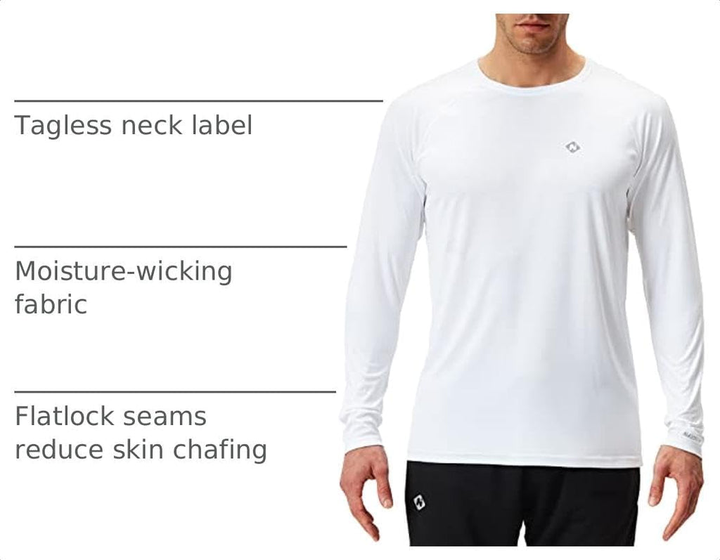 Men'S UPF 50+ Sun Protection Shirts Long Sleeve Swim Rash Guard