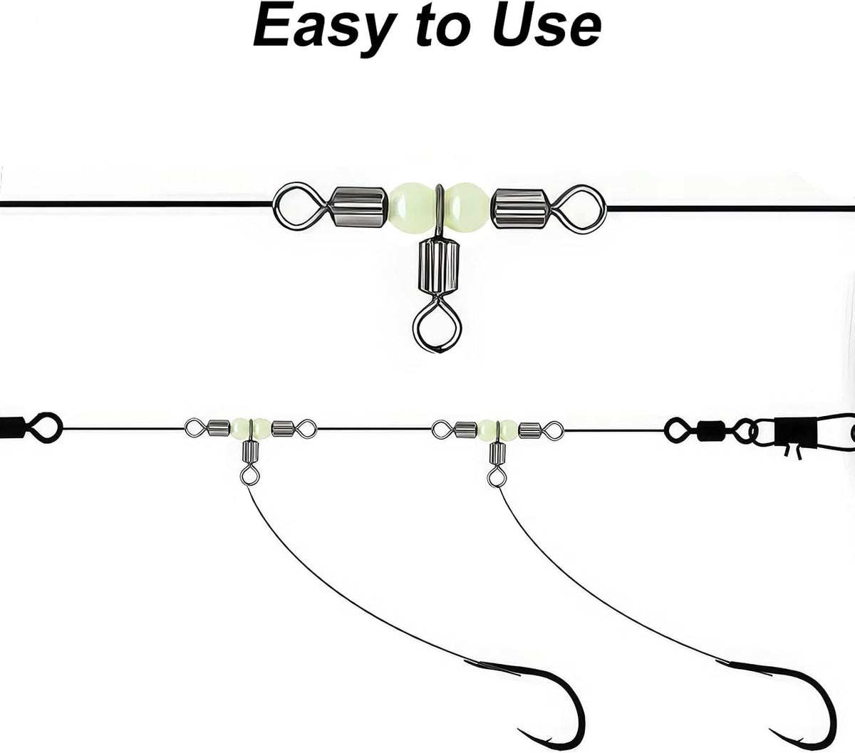 3 Way Fishing Swivels, Rolling Swivels with Luminous Beads