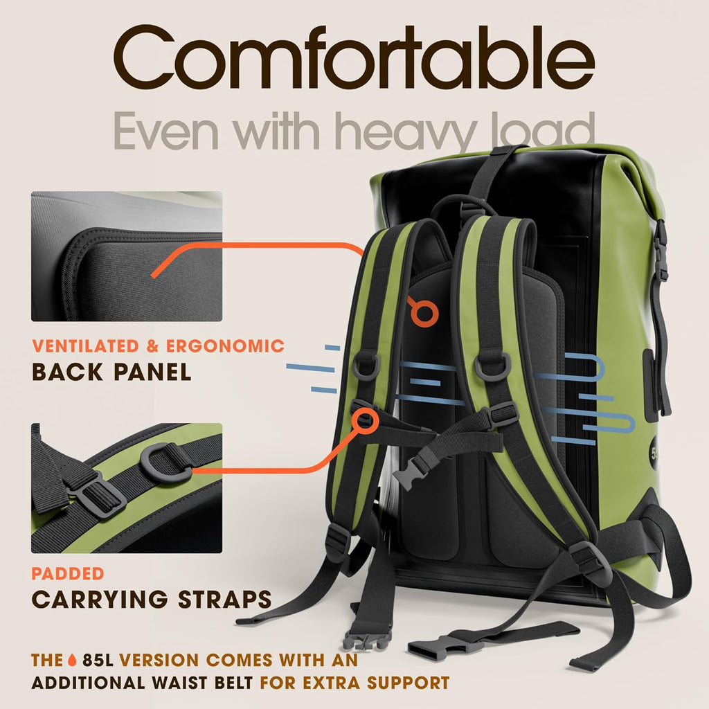 Waterproof Dry Bag Backpack 85L - Kayaking Boating Fishing Rafting Marine
