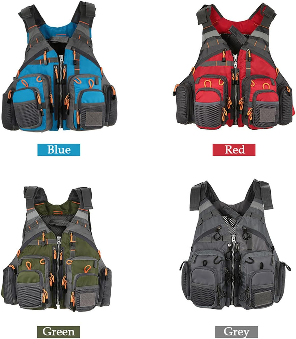 Multifunctional Kayak Life Jackets for Adults - Fishing, Multi Pocket Portable Detachable Clothing with Floating Material Breathable Life-Saving Rock Fishing