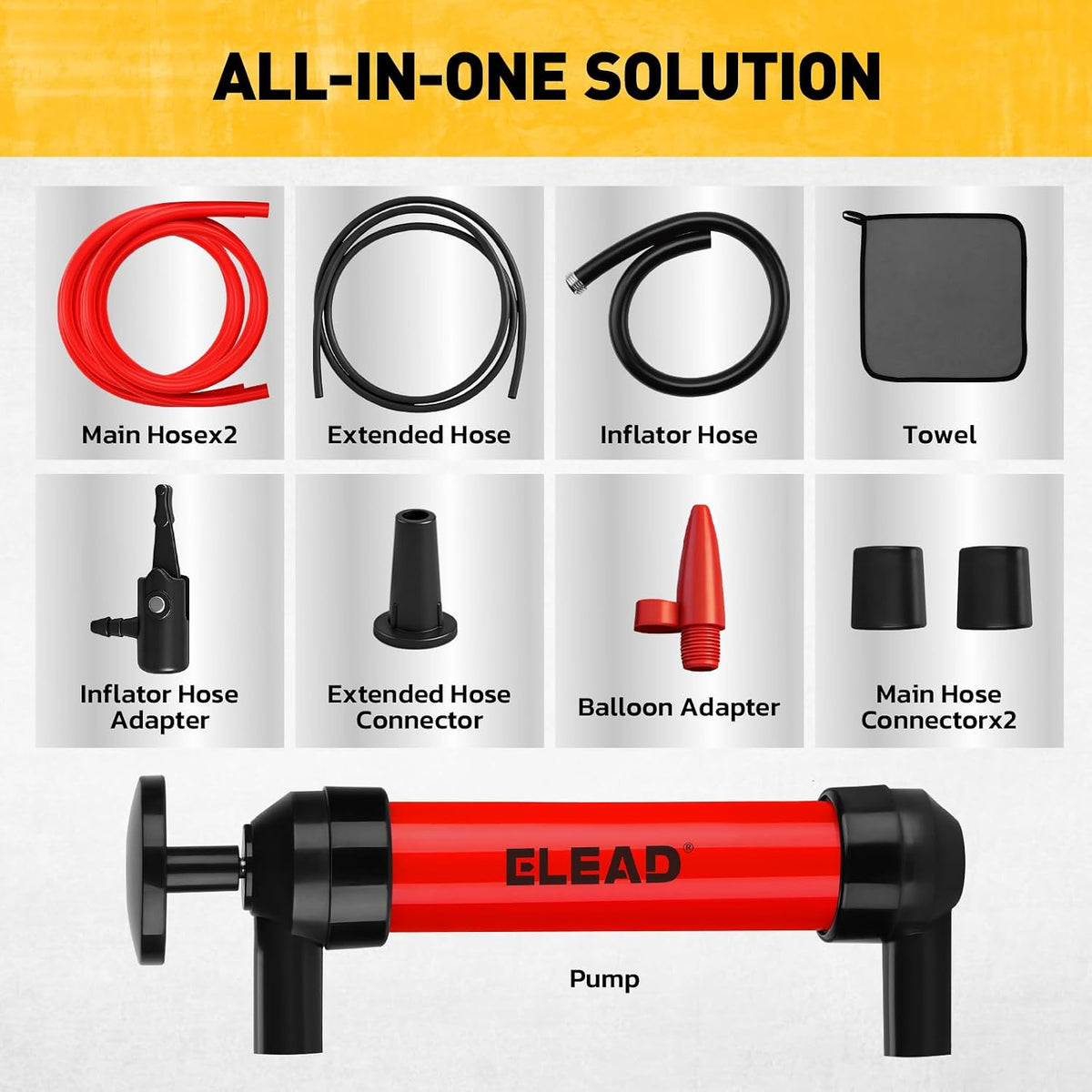 Fluid Transfer Siphon Pump for Gasoline, Multi-Use Liquid Transfer Pump, Fuel Oil Siphon Pumps, Multifunction Hand Inflation Pumps with Inflator Hose Adapter, Balloon Adapter