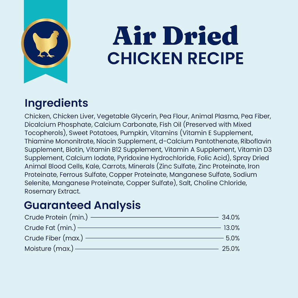 Air Dried Dog Food Topper & Treats for Picky Eaters, Chicken 1Lb