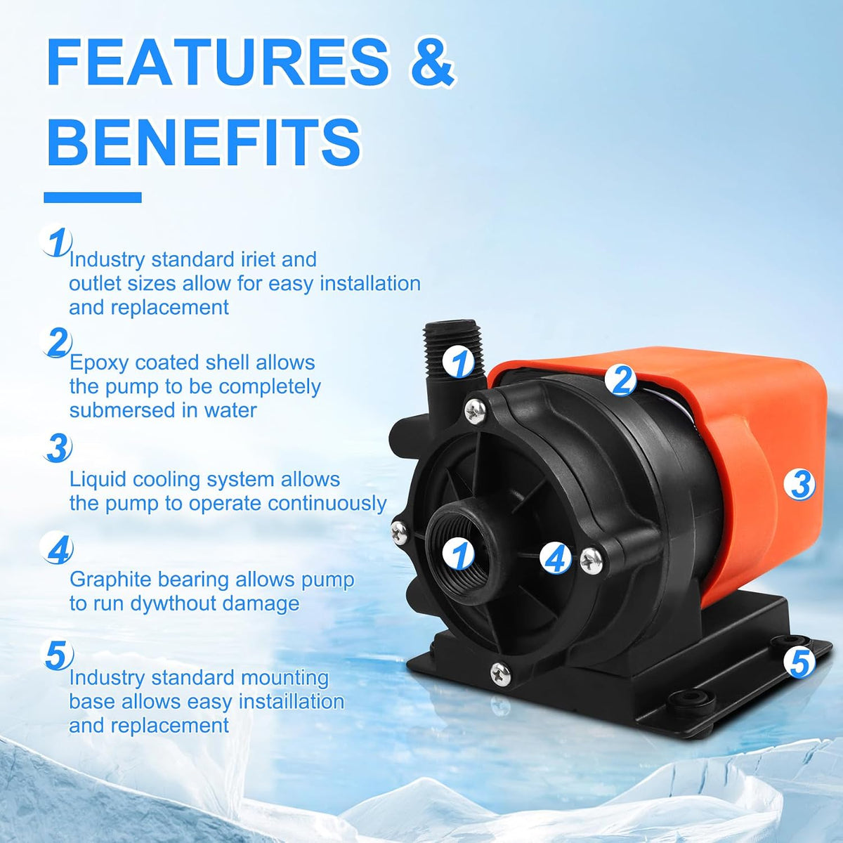 Marine AC Pump 250GPH, Marine Air Conditioning/Seawater Circulation AC Pump, 250 GPH 115V Submersible