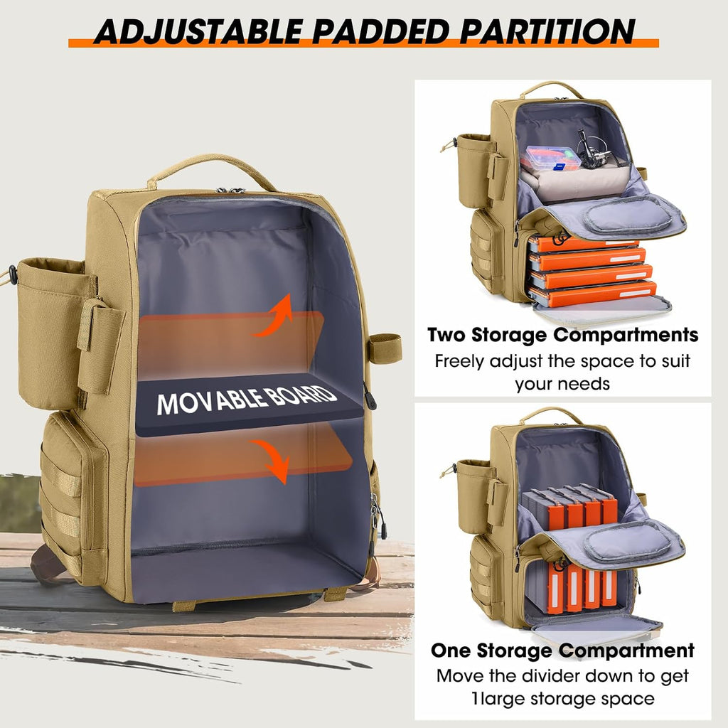 Fishing Backpack 40L Tackle Backpack with Rod Holders & Cooler