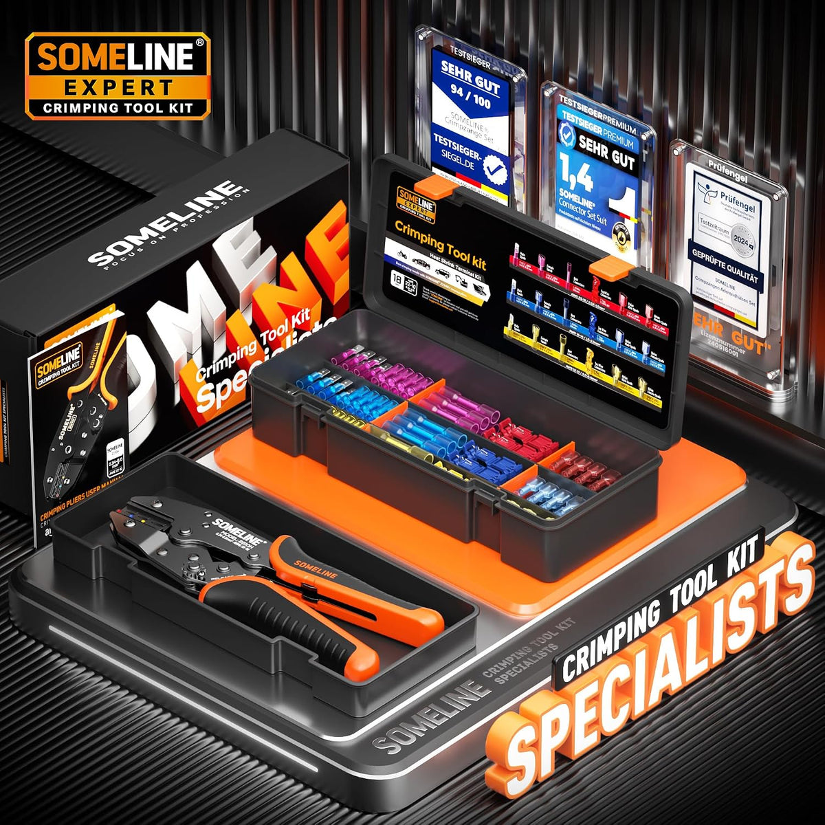 Crimping Tool Kit for Heat Shrink Connectors, 22-10 AWG, 18 Types