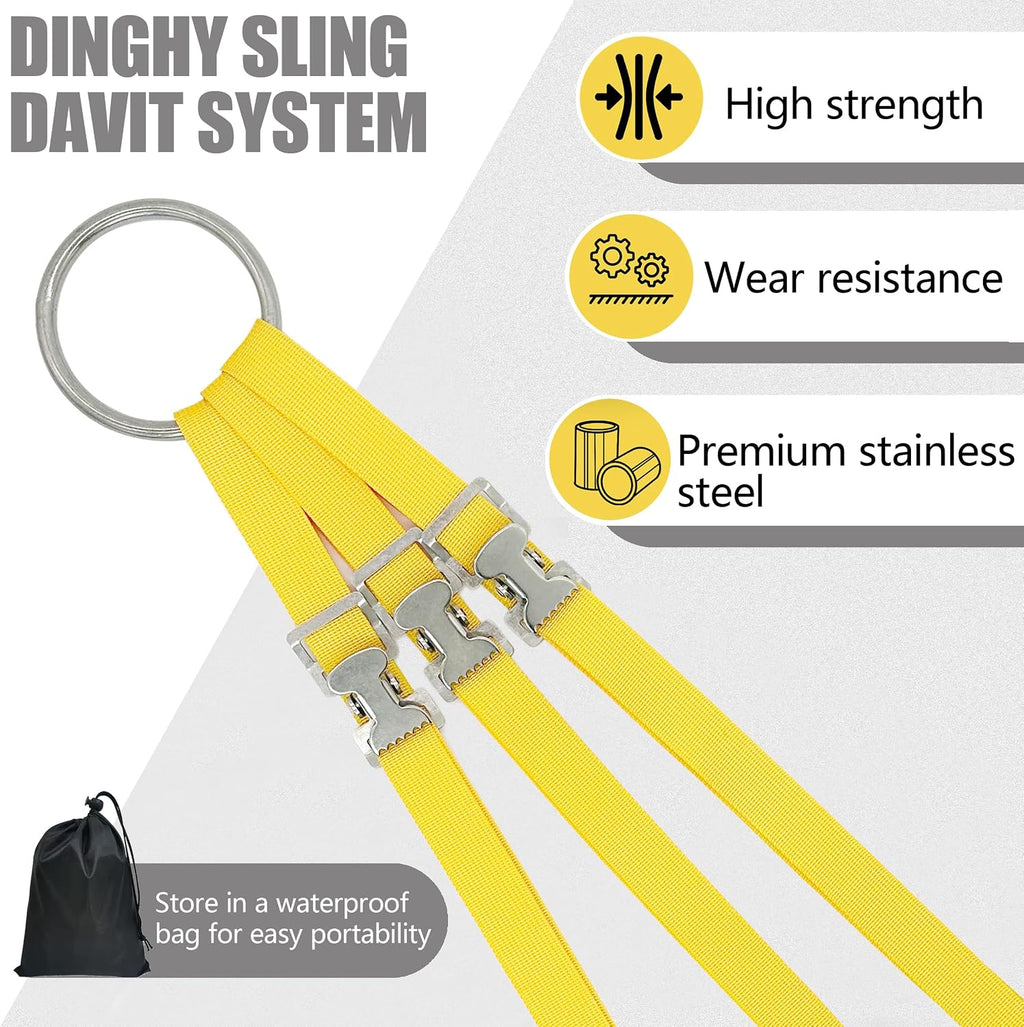 3 Leg Universal Dinghy-Lift Slings for Inflatable Boats, Adjustable ‌Straps