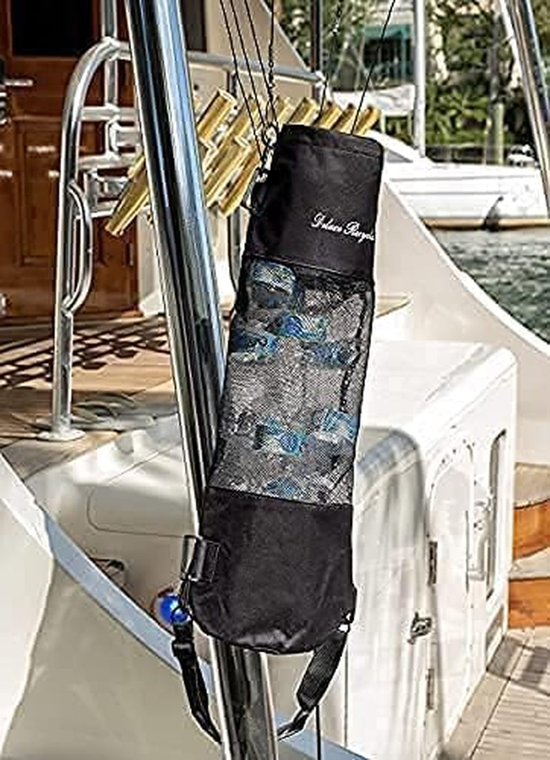 Portable Mesh Trash Bag for Boat - Washable Leakproof Outdoor Garbage Bags for Boat, Kayak or Camper – Lightweight & Large Capacity Bin Bag (Black)