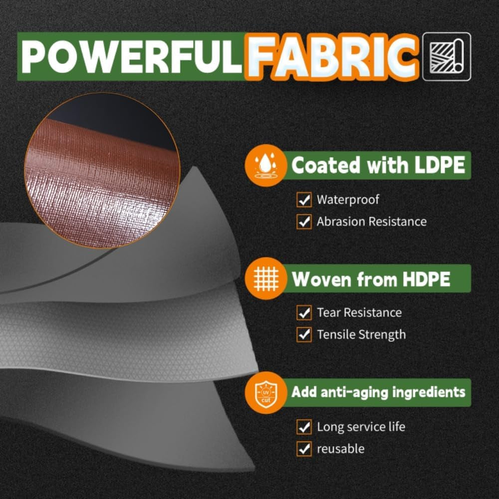 Small Tarps 4X6 Feet Super Heavy Duty Tarp Waterproof Gray/Brown