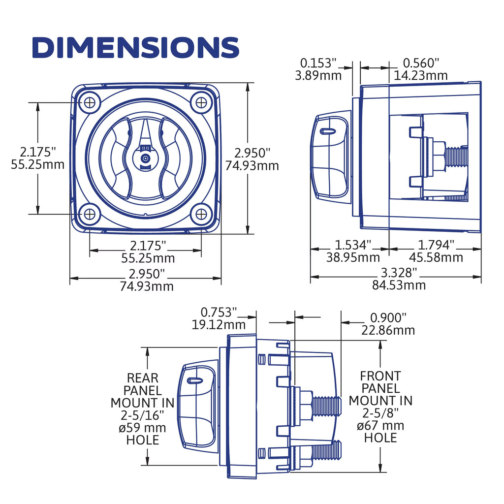 6006 M-Series Battery Switch ON/OFF with Knob, Red