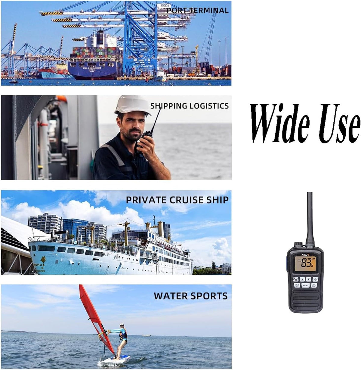 Handheld Two-Way VHF Marine Radio IPX7 Waterproof,Led Screen,10 NOAA Weather Channels,Flashing Light,Falling Water Alarm  P25 Walkie Talkie (1 Pack)