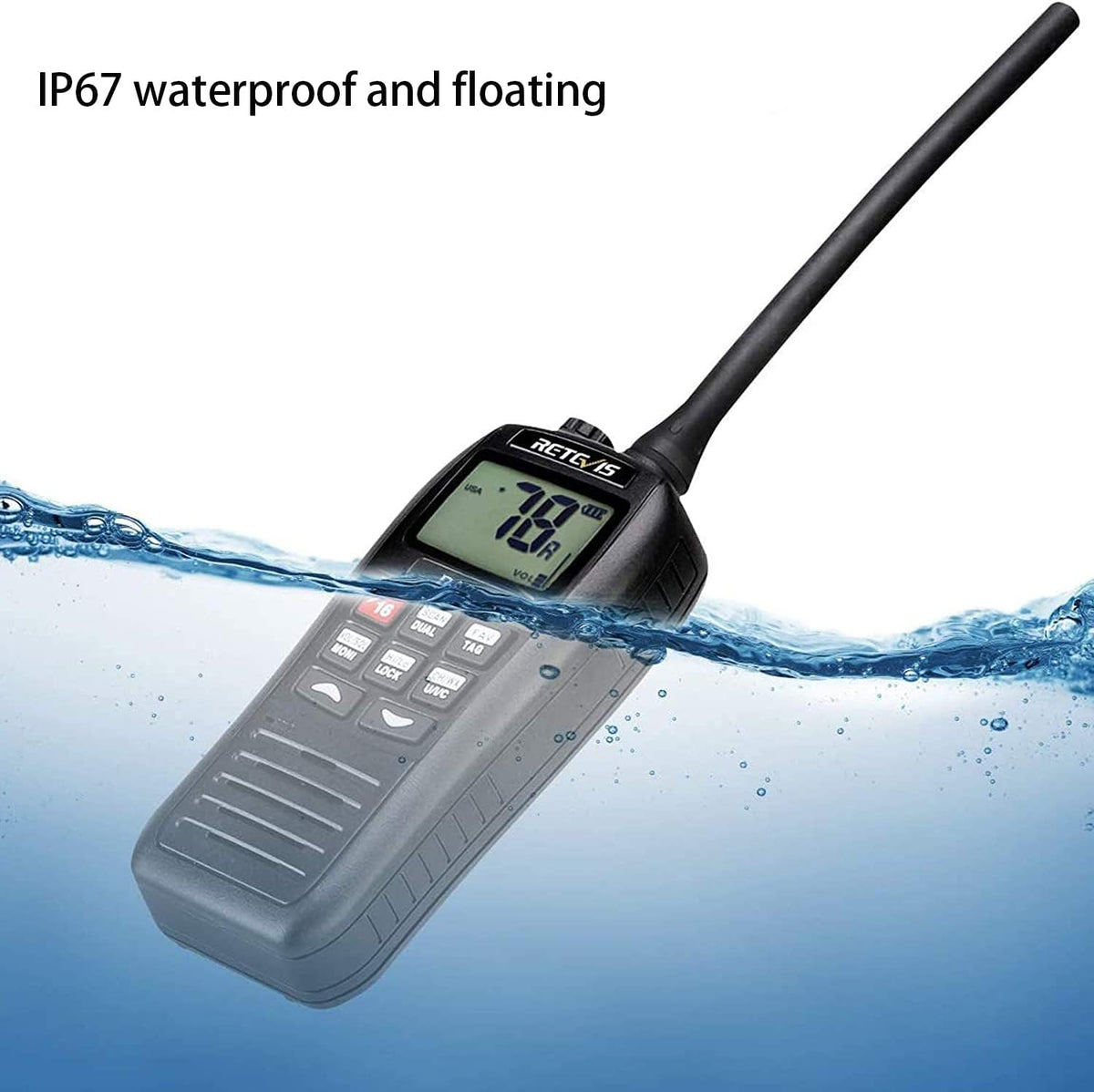RA26 5W VHF Marine Radio IP67 Floating, Micro USB for Boats(1 Pack)