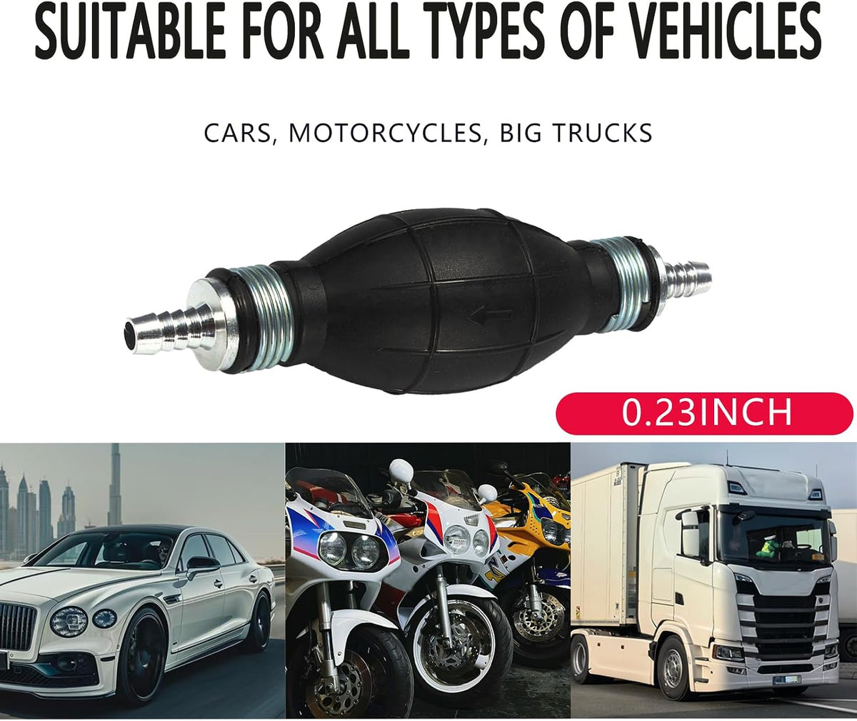 1 Pcs 6Mm Fuel Pump Fuel Line Hand Primer Bulb. Suitable for Most Cars, Boats, Motorcycles(6Black)