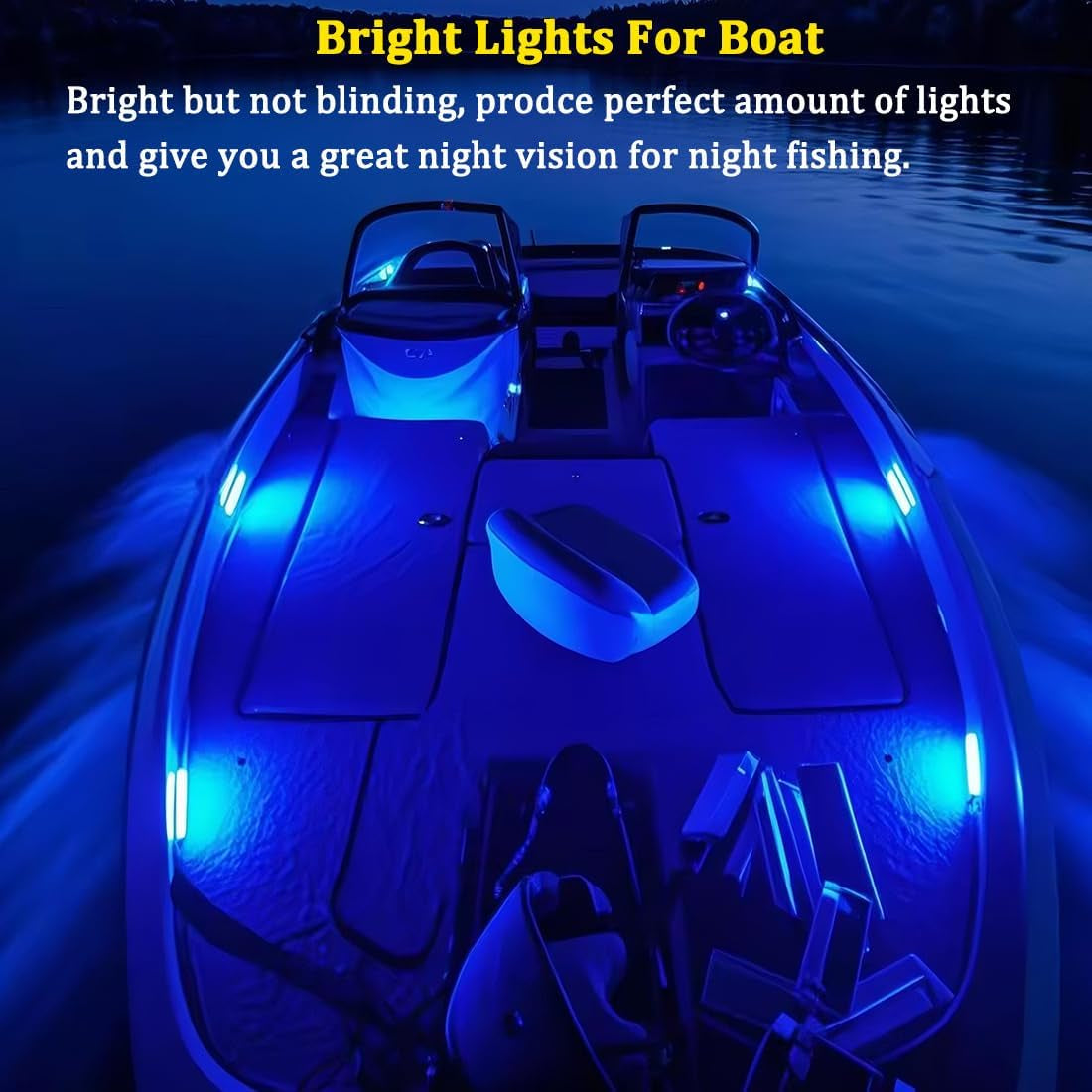 Marine Led Night Fishing, Boat Interior Courtesy Lights, No Drilling Install, Blue