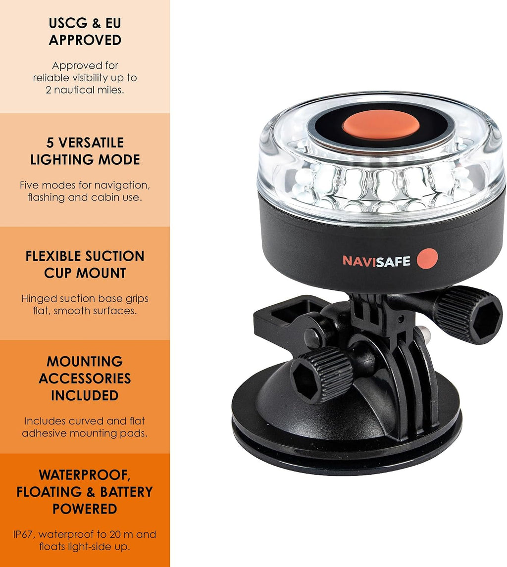 Navilight 360 White LED Navigation Light, Suction Base