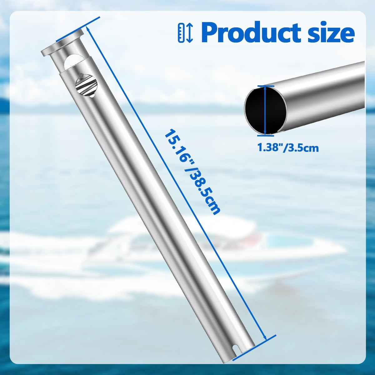 304 Stainless Steel Boat Fender Holder, Adjustable Flush Mount Rod Holder Insert for Fender Lines, 15° Marine Fender Cleat for Pontoon, Yacht, Docking