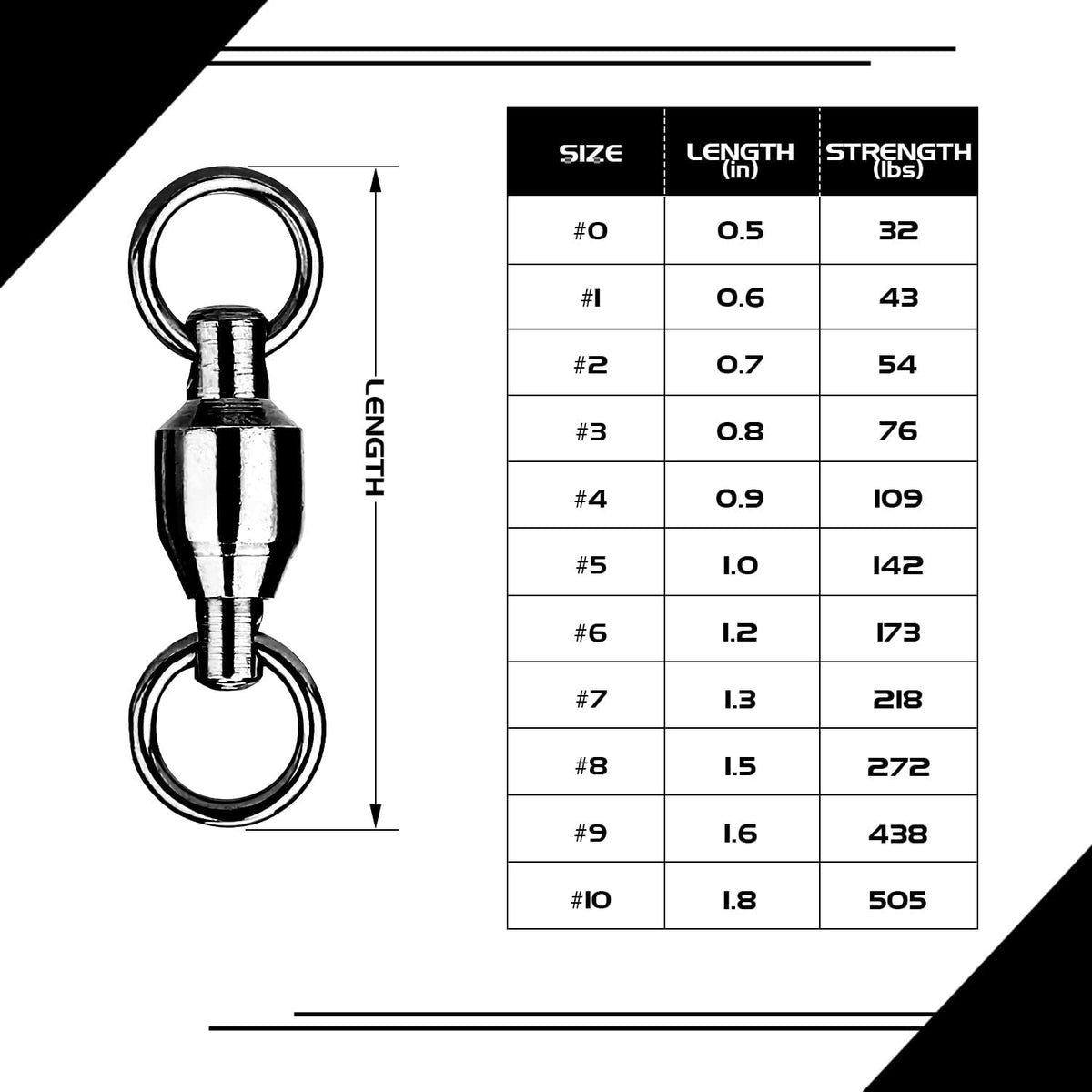 Connector Ball Bearing Swivel Saltwater Barrel Rings Fishing Swivel Bearing Strength Saltwater Fishing Swivels Steel Black Nickel