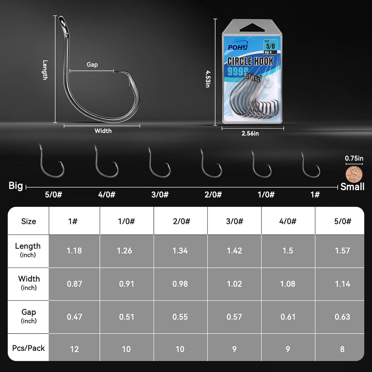 Circle-Hooks-For-Catfish,4X Strong Live Bait Non-Offset Wide Gap Hook