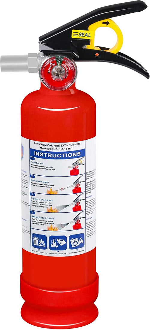 ABC Dry Chemical Fire Extinguisher, 2.5 Lb 1A:10B:C Rated - Quick-Release Handle, Compact Portable Fire Safety Gear for Home Vehicle Boat RV Kitchen Grill