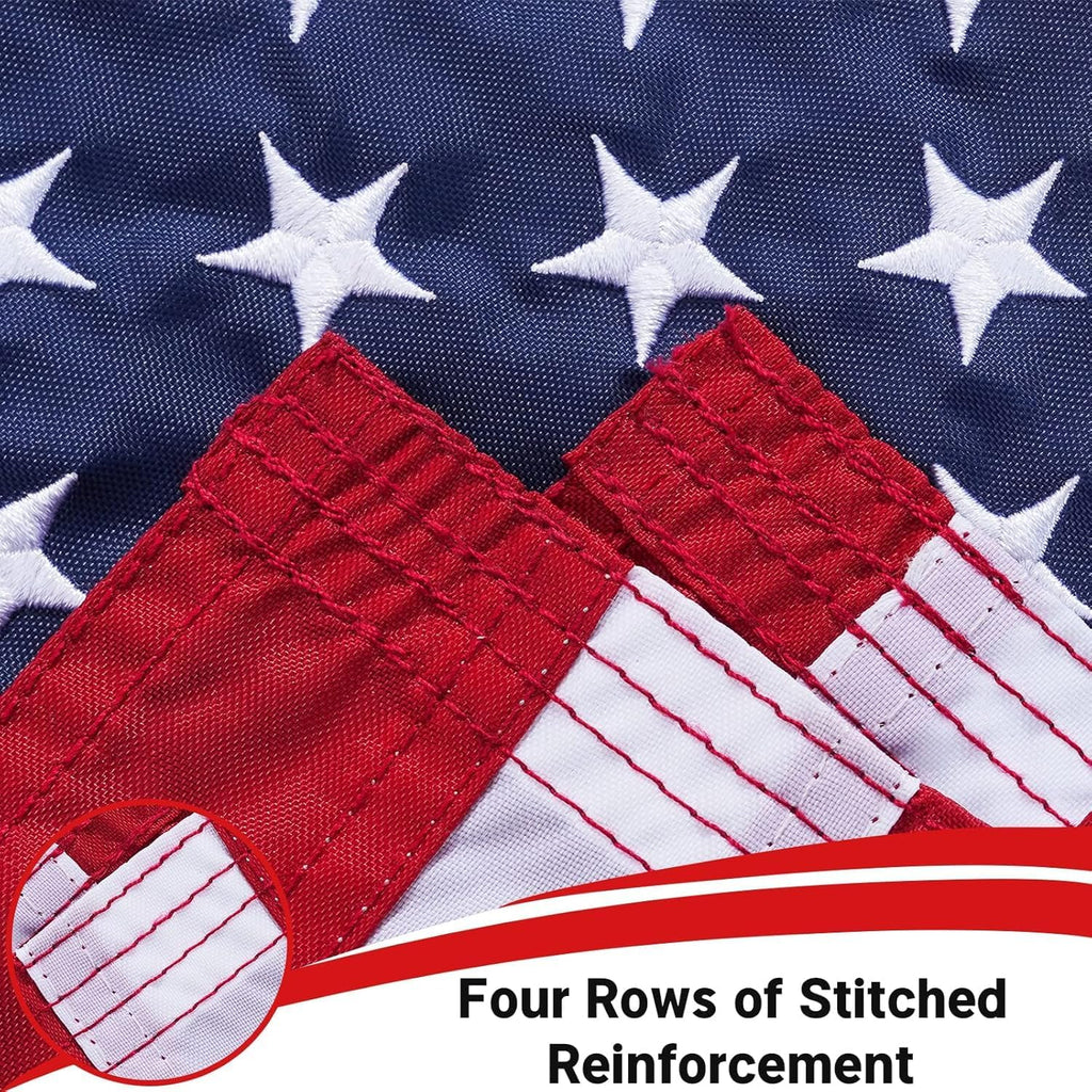 American Flag 12X18 Inch for Boat, Embroidered Small US USA Boat Flags for outside Patriotic Marine Windproof Heavy Duty Material for Boats Nautical America Flag with 2 Brass Grommets