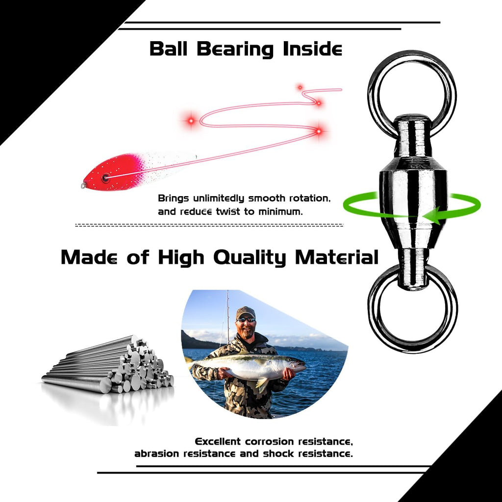 Connector Ball Bearing Swivel Saltwater Barrel Rings Fishing Swivel Bearing Strength Saltwater Fishing Swivels Steel Black Nickel