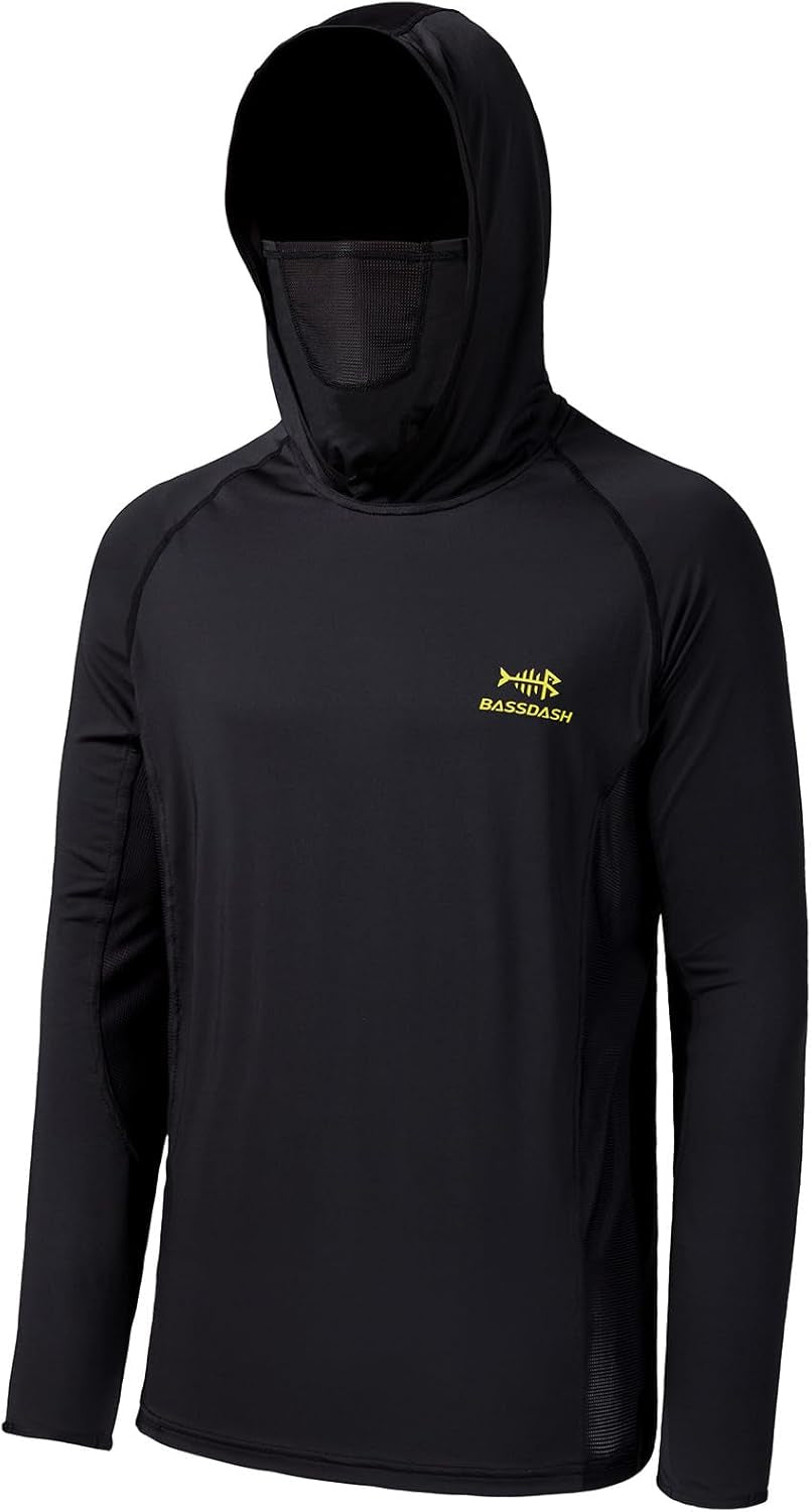 UPF 50+ Men’S Long Sleeve Fishing Hooded Shirt with Mask