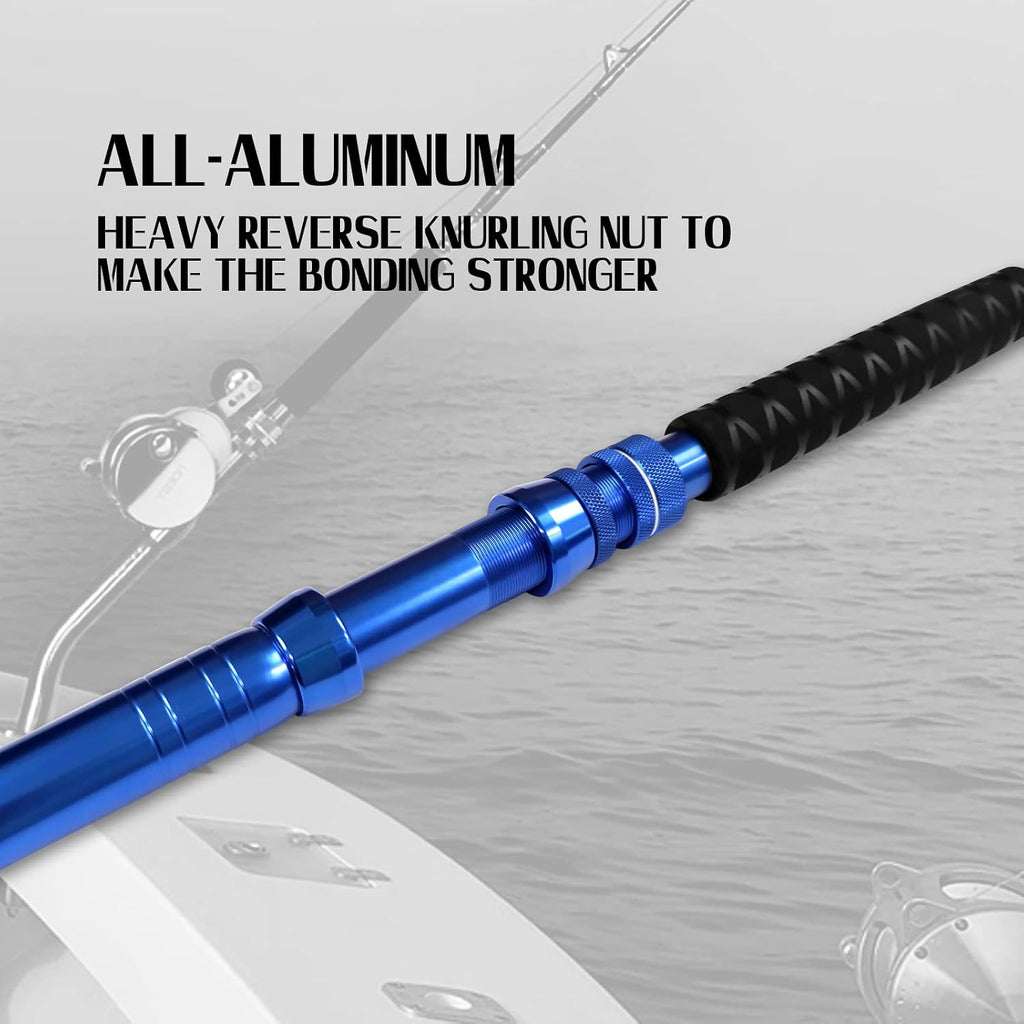 2-Piece Saltwater Offshore Heavy Bent/Straight Butt Trolling Rod Fishing Roller Rod Conventional Boat Deep Sea Fishing Pole (5'1"/5'6"/6'/6'6",30-50Lb/50-80Lb/80-120Lb)