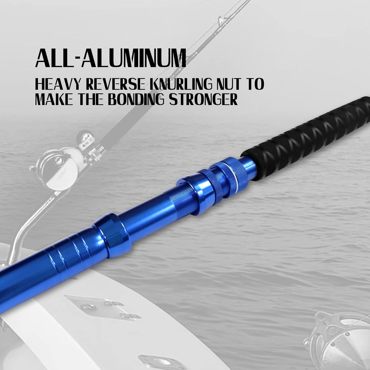 2-Piece Saltwater Offshore Heavy Bent/Straight Butt Trolling Rod Fishing Roller Rod Conventional Boat Deep Sea Fishing Pole (5'1"/5'6"/6'/6'6",30-50Lb/50-80Lb/80-120Lb)
