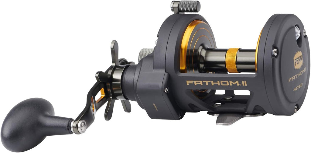 Penn Fathom II Star Drag Reel, Size 40 Fishing Reel, Right Handle Position, Black Gold
