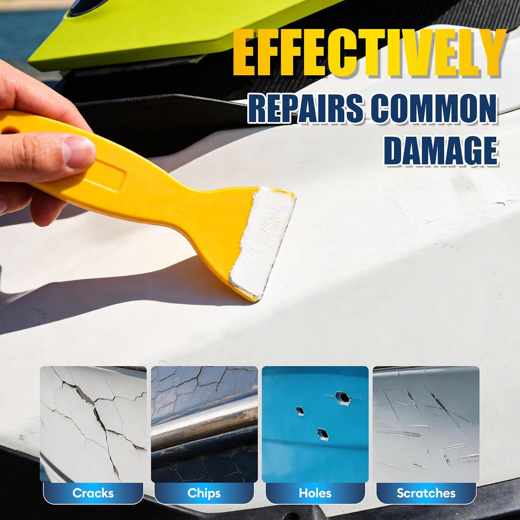Marine Fiberglass Repair Kit, Gel Coat Repair Kit for Boats with Color Match, Fiberglass Boat Repair Kit, Weather-Resistant Epoxy Filler for Boats Fix Deep Cracks, Chips, Holes & Scratches