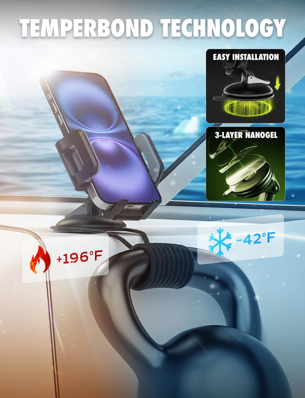 Xventure Griplox Waterproof Phone Mount, Boats Phone Holder for Kayak