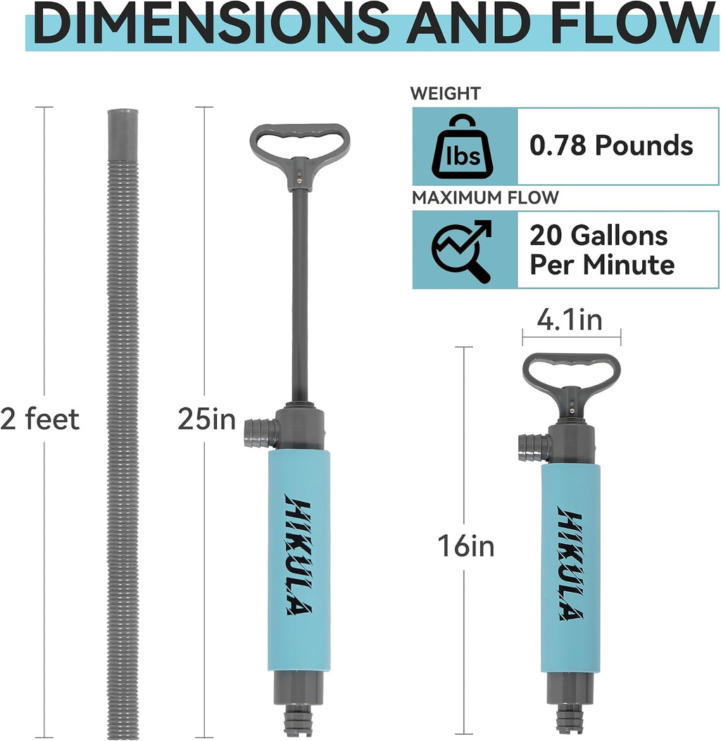 Manual Bilge Pump for Boats Kayak Canoe, Blue, 17 Inch