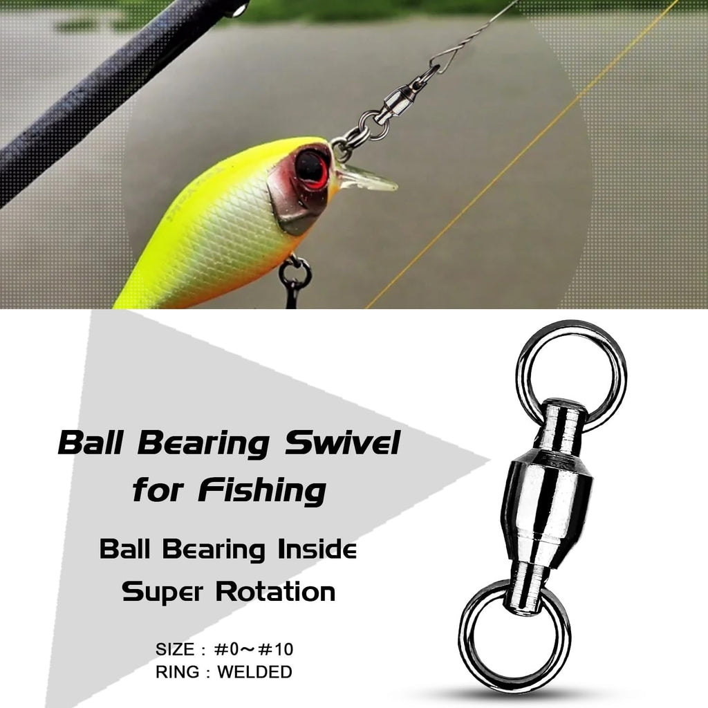 Connector Ball Bearing Swivel Saltwater Barrel Rings Fishing Swivel Bearing Strength Saltwater Fishing Swivels Steel Black Nickel