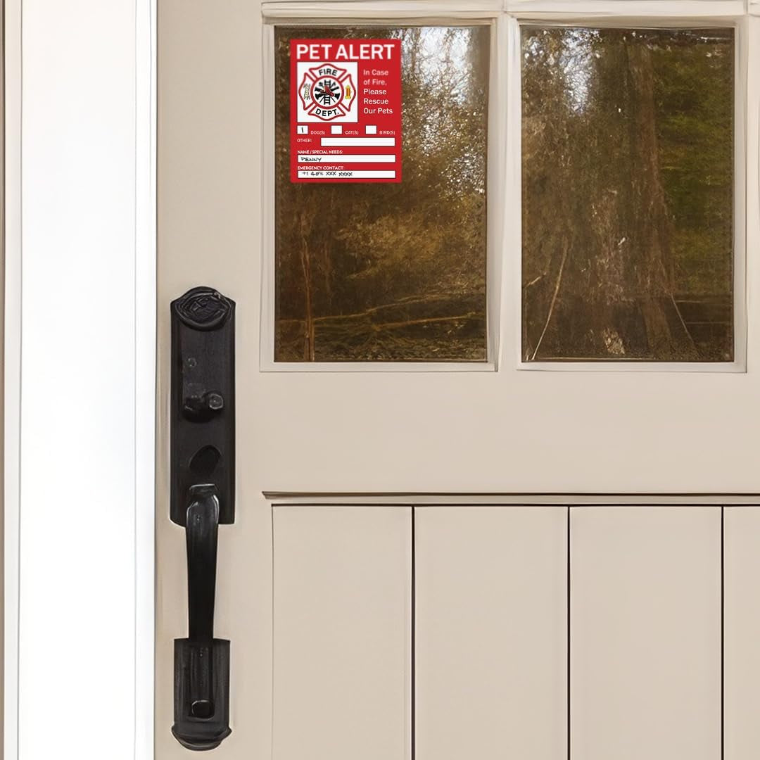 Pet Alert Safety Fire Rescue Sticker - save Dogs inside Emergency Home Sign