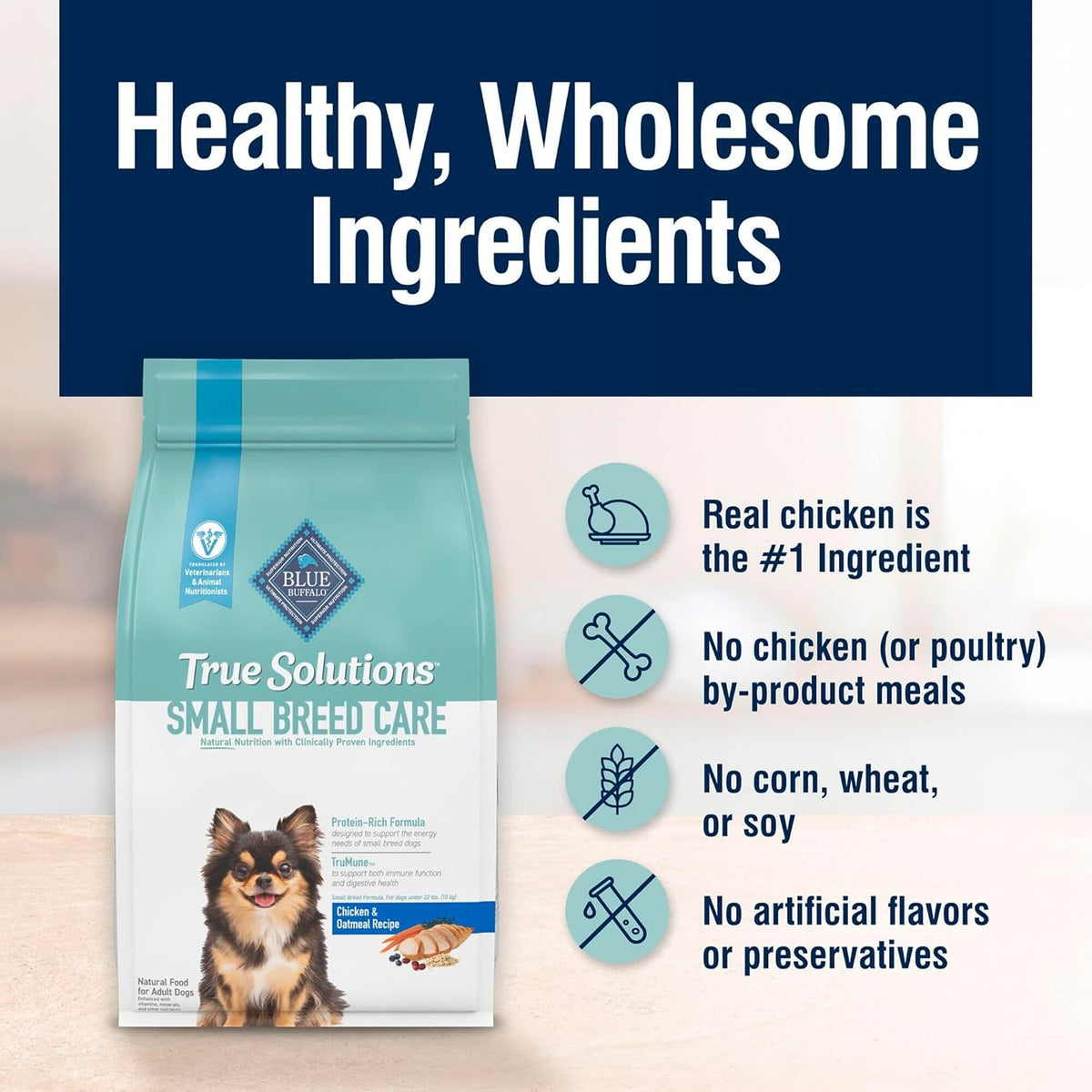 True Solutions Small Breed Care Chicken Dry Dog Food, 4 Lb