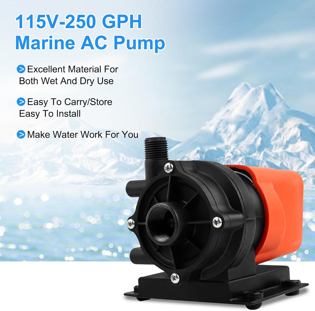 Marine AC Pump 250GPH, Marine Air Conditioning/Seawater Circulation AC Pump, 250 GPH 115V Submersible