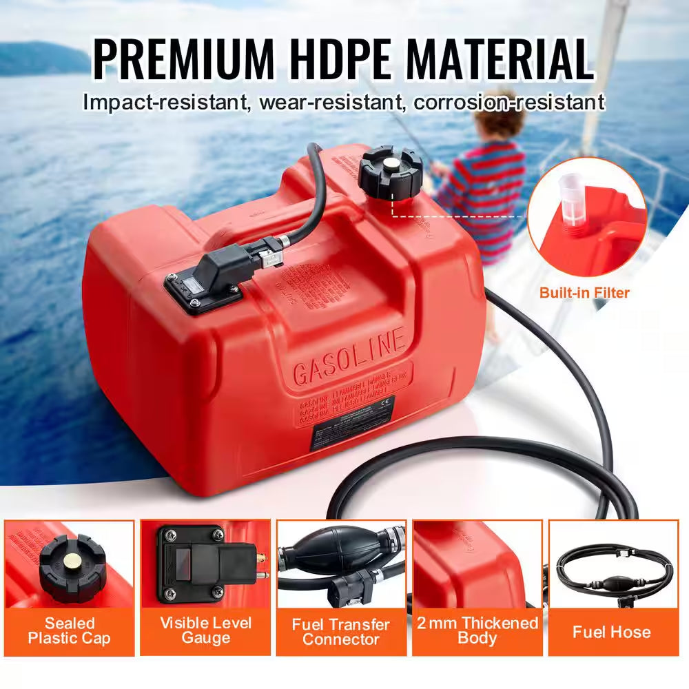 Marine Fuel Tank, 3.17 Gal., Portable Boat Fuel Gas Tank for Outboard Engine Boats, Outboard Marine Boat Fuel Tank