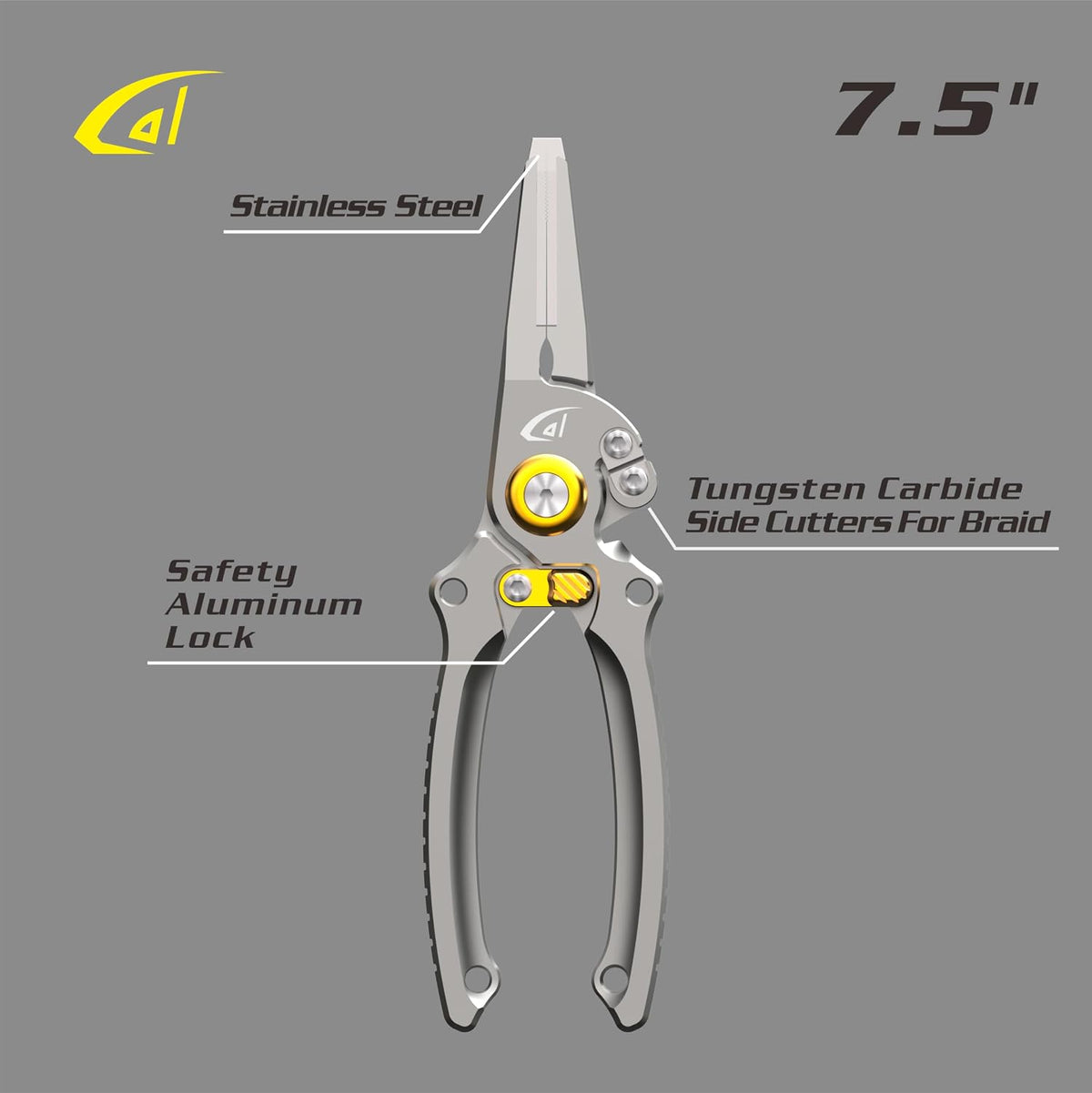 7.5-Inch Aluminum Fishing Side Cutters with Sheath and Safety Lock