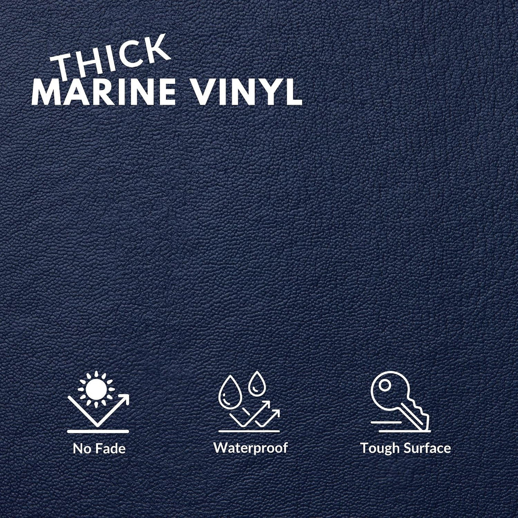 Marine Vinyl Fabric, Upholstery Faux Leather, Outdoor Boat Automotive, DIY and Crafting Pleather - Individual 1 Yard Cut 36"X54" (Navy)