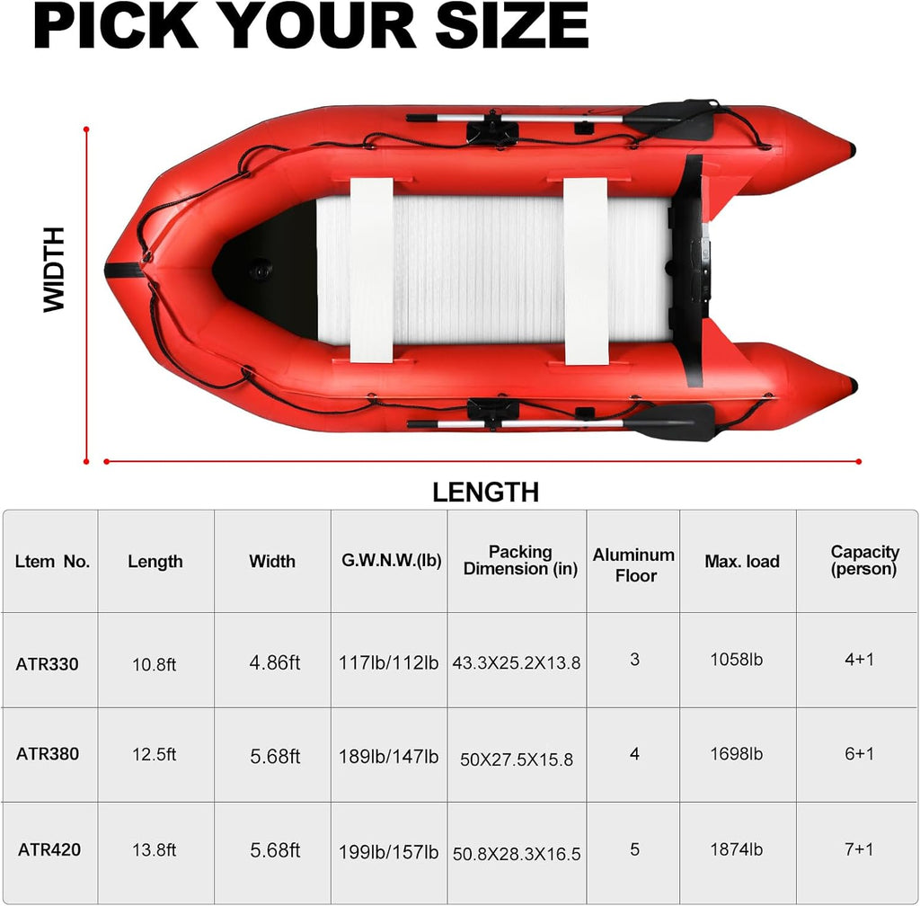 Inflatable Dinghy Boat 2-8P USCG Alum Transom V-Hull 4Cham
