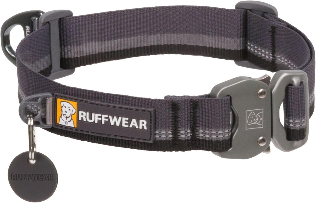 , Top Rope Dog Collar, Metal Buckle, Basalt Gray, 11"-14"